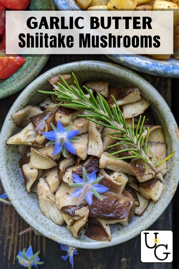 Easy oven baked shiitake mushrooms seasoned with garlic and butter